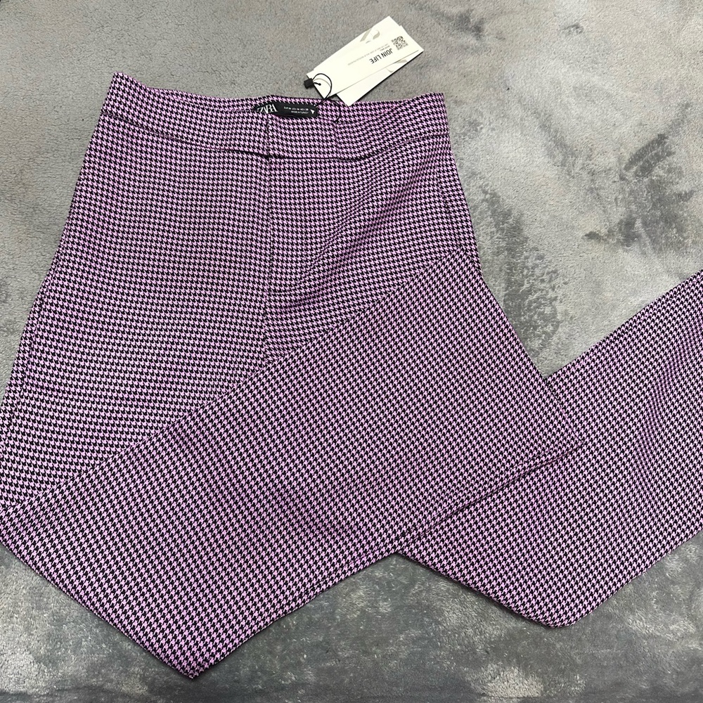 Skims Pink And Black Houndstooth Print Mini Flare Pants